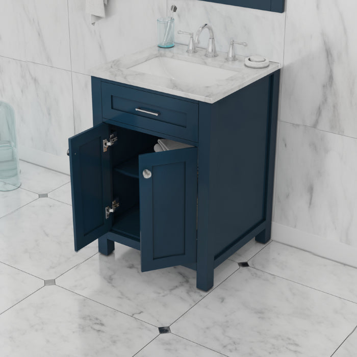 Alya Bath | Norwalk 24" Vanity Blue with Carrera Marble Top (Free Standing) Alya Bath - Vanities Alya Bath   