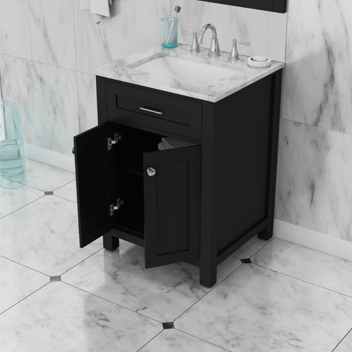 Alya Bath | Norwalk 24" Vanity Espresso with Carrera Marble Top (Free Standing) Alya Bath - Vanities Alya Bath   