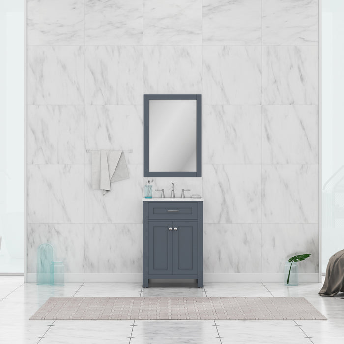 Alya Bath | Norwalk 24" Vanity in Gray with Carrera Marble Top (Free Standing) Alya Bath - Vanities Alya Bath   