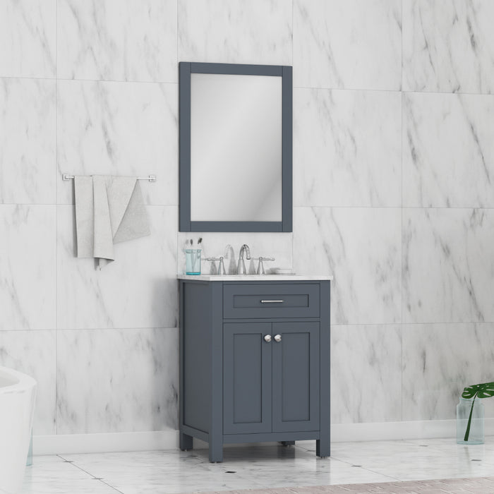 Alya Bath | Norwalk 24" Vanity in Gray with Carrera Marble Top (Free Standing) Alya Bath - Vanities Alya Bath   