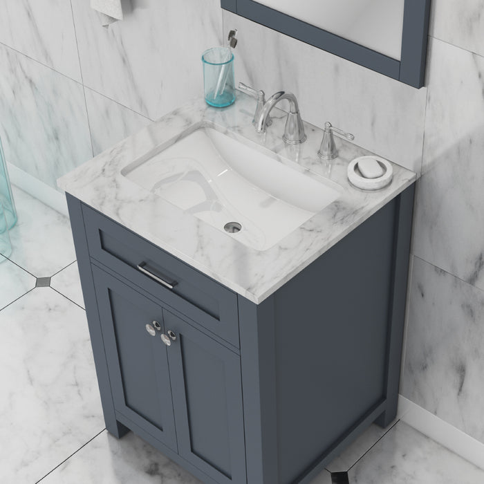 Alya Bath | Norwalk 24" Vanity in Gray with Carrera Marble Top (Free Standing) Alya Bath - Vanities Alya Bath   