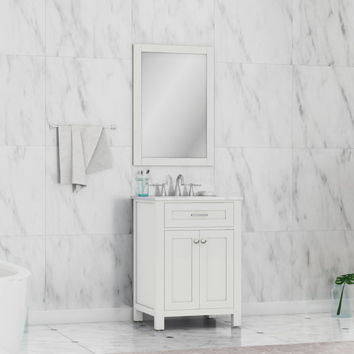 Alya Bath | Norwalk 24" Vanity White with Carrera Marble Top (Free Standing) Alya Bath - Vanities Alya Bath   