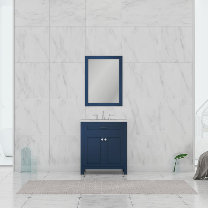 Alya Bath | Norwalk 30" Vanity Blue with Carrera Marble Top (Free Standing) Alya Bath - Vanities Alya Bath   