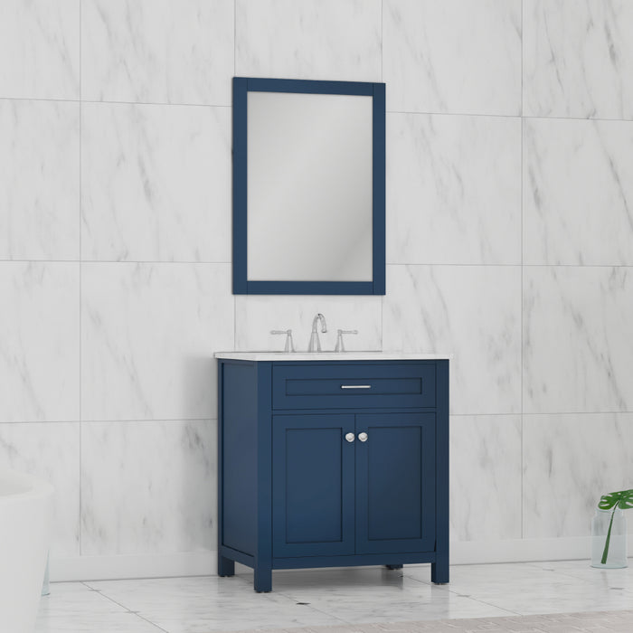 Alya Bath | Norwalk 30" Vanity Blue with Carrera Marble Top (Free Standing) Alya Bath - Vanities Alya Bath   