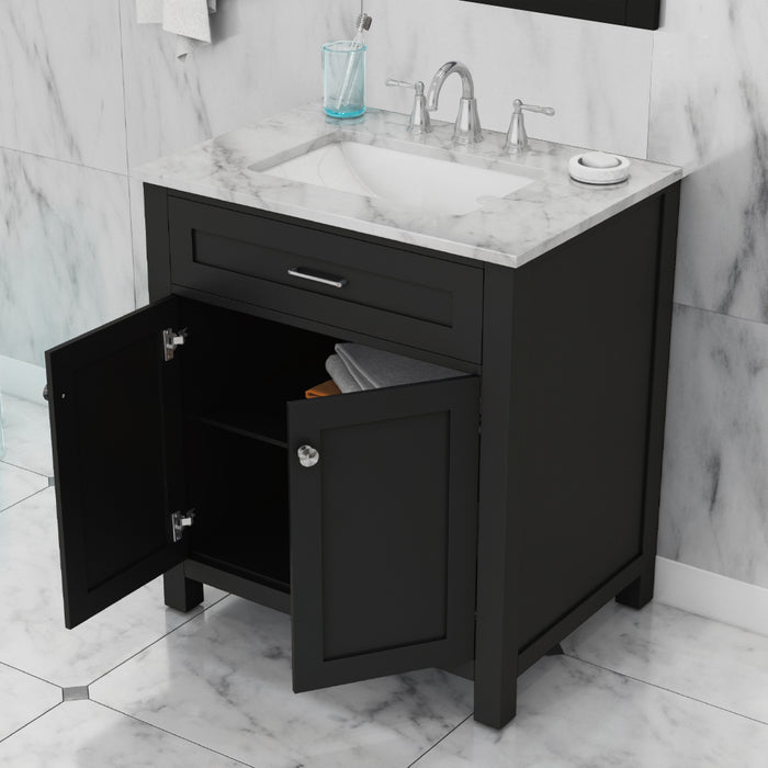 Alya Bath | Norwalk 30" Vanity Espresso with Carrera Marble Top (Free Standing) Alya Bath - Vanities Alya Bath   