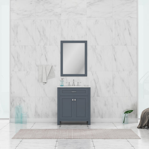 Alya Bath | Norwalk 30" Vanity in Gray with Carrera Marble Top (Free Standing) Alya Bath - Vanities Alya Bath   