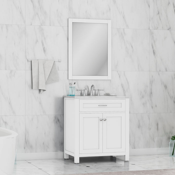 Alya Bath | Norwalk 30" Vanity White with Carrera Marble Top (Free Standing) Alya Bath - Vanities Alya Bath   