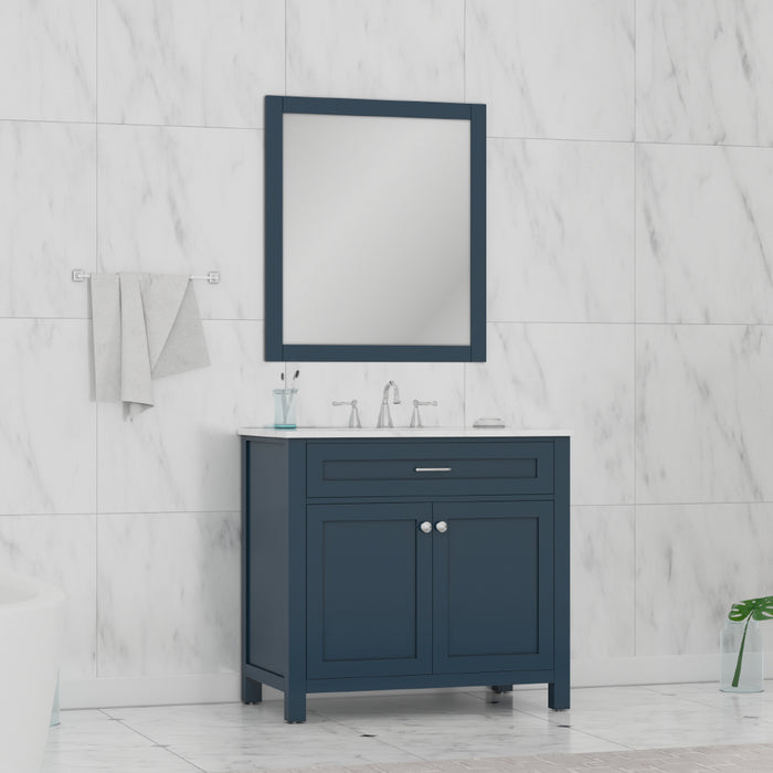 Alya Bath | Norwalk 36" Vanity Blue with Carrera Marble Top (Free Standing) Alya Bath - Vanities Alya Bath   