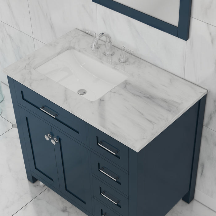 Alya Bath | Norwalk 36" Drawer Vanity Blue with Carrera Marble Top (Free Standing) Alya Bath - Vanities Alya Bath   