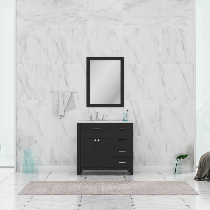 Alya Bath | Norwalk 36" Drawer Vanity Espresso with Carrera Marble Top (Free Standing) Alya Bath - Vanities Alya Bath   