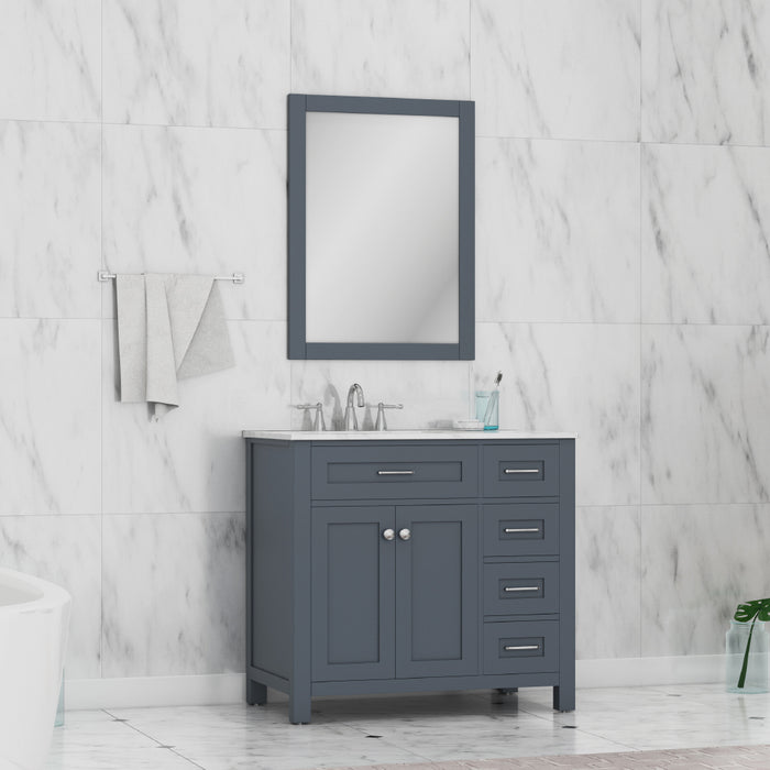 Alya Bath | Norwalk 36" Drawer Vanity in Gray with Carrera Marble Top (Free Standing) Alya Bath - Vanities Alya Bath   