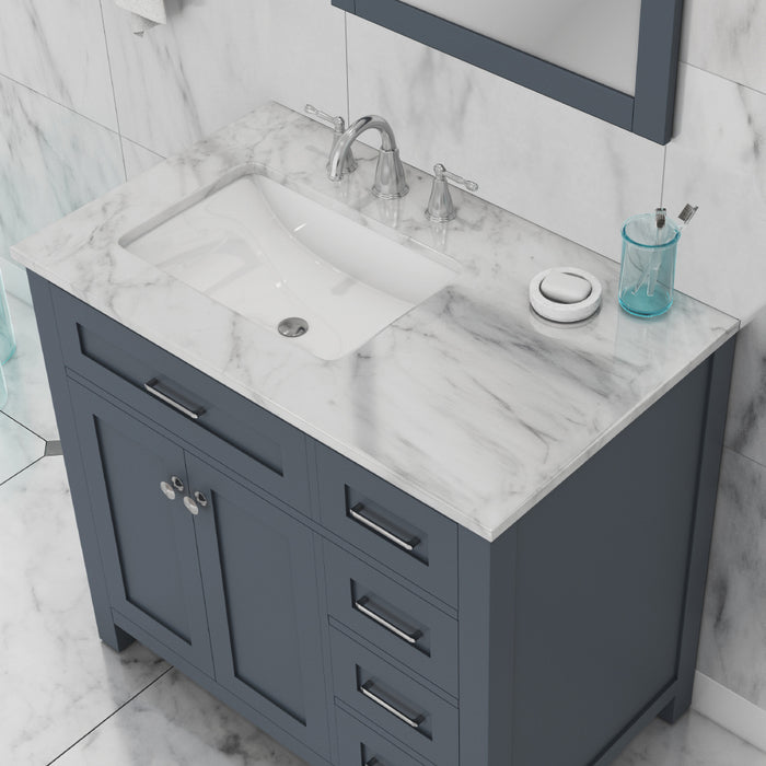 Alya Bath | Norwalk 36" Drawer Vanity in Gray with Carrera Marble Top (Free Standing) Alya Bath - Vanities Alya Bath   