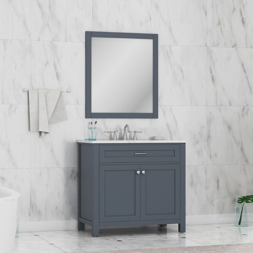 Alya Bath | Norwalk 36" Vanity in Gray with Carrera Marble Top (Free Standing) Alya Bath - Vanities Alya Bath   