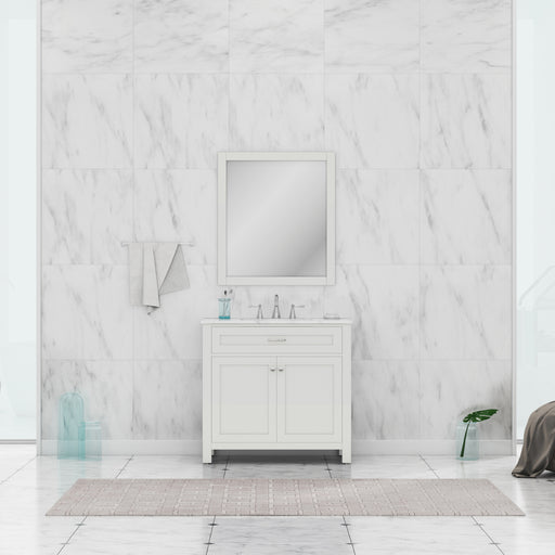 Alya Bath | Norwalk 36" Vanity White with Carrera Marble Top (Free Standing) Alya Bath - Vanities Alya Bath   