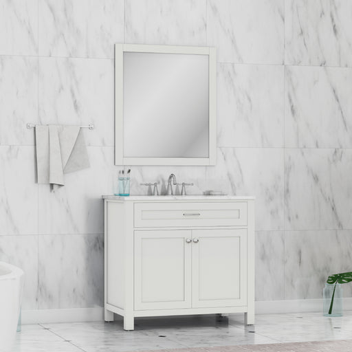 Alya Bath | Norwalk 36" Vanity White with Carrera Marble Top (Free Standing) Alya Bath - Vanities Alya Bath   