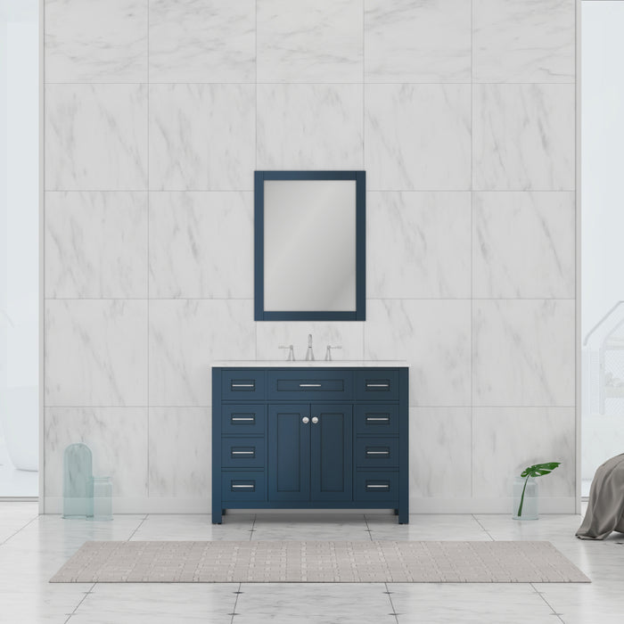 Alya Bath | Norwalk 42" Vanity Blue with Carrera Marble Top (Free Standing) Alya Bath - Vanities Alya Bath   