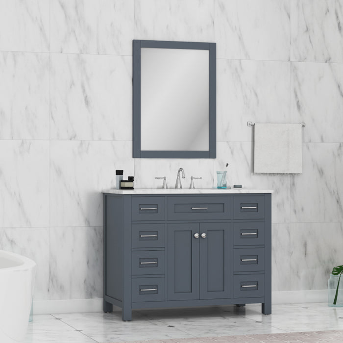 Alya Bath | Norwalk 42" Vanity in Gray with Carrera Marble Top (Free Standing) Alya Bath - Vanities Alya Bath   