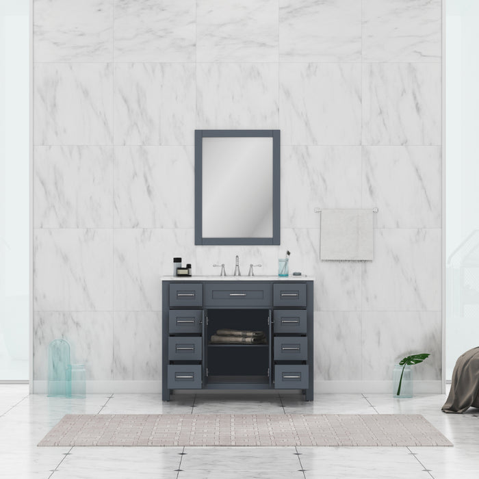 Alya Bath | Norwalk 42" Vanity in Gray with Carrera Marble Top (Free Standing) Alya Bath - Vanities Alya Bath   