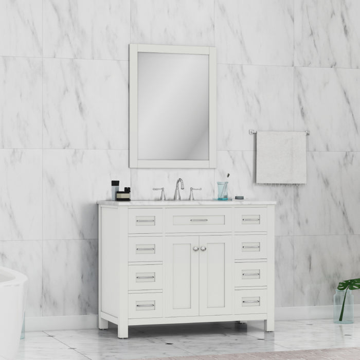 Alya Bath | Norwalk 42" Vanity White with Carrera Marble Top (Free Standing) Alya Bath - Vanities Alya Bath   