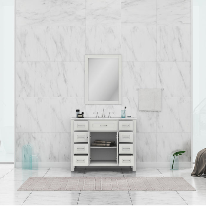 Alya Bath | Norwalk 42" Vanity White with Carrera Marble Top (Free Standing) Alya Bath - Vanities Alya Bath   