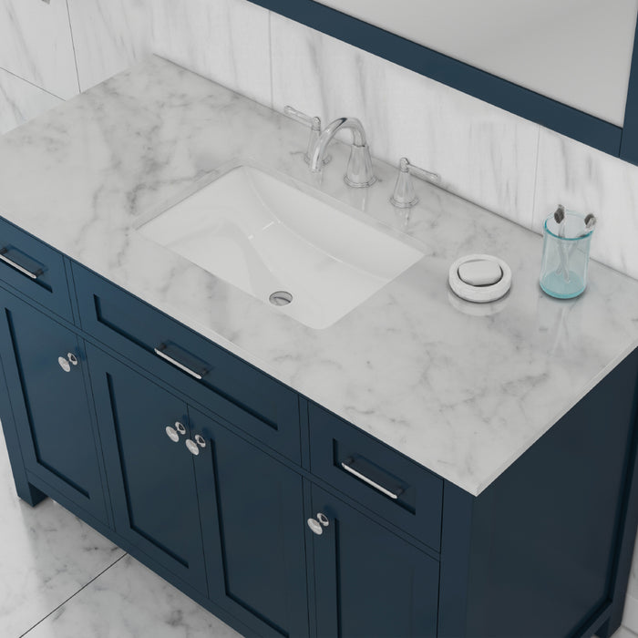 Alya Bath | Norwalk 48" Vanity Blue with Carrera Marble Top (Free Standing) Alya Bath - Vanities Alya Bath   