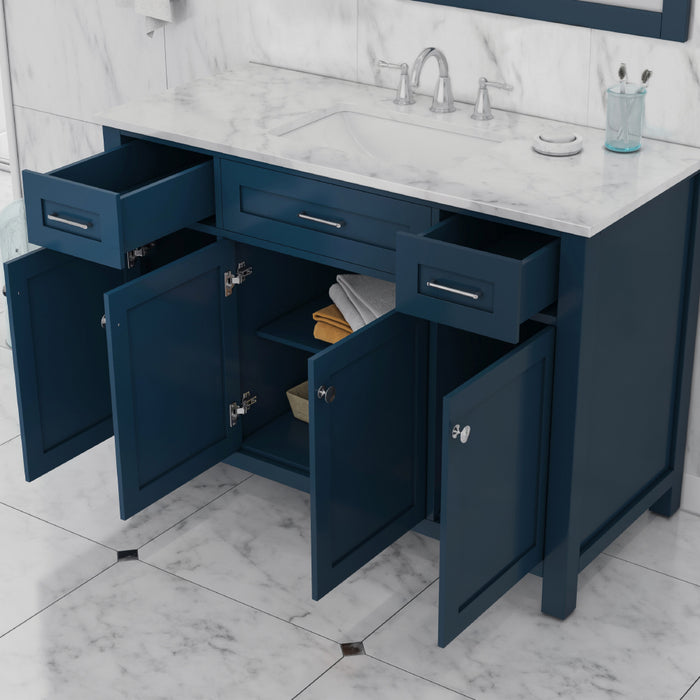 Alya Bath | Norwalk 48" Vanity Blue with Carrera Marble Top (Free Standing) Alya Bath - Vanities Alya Bath   