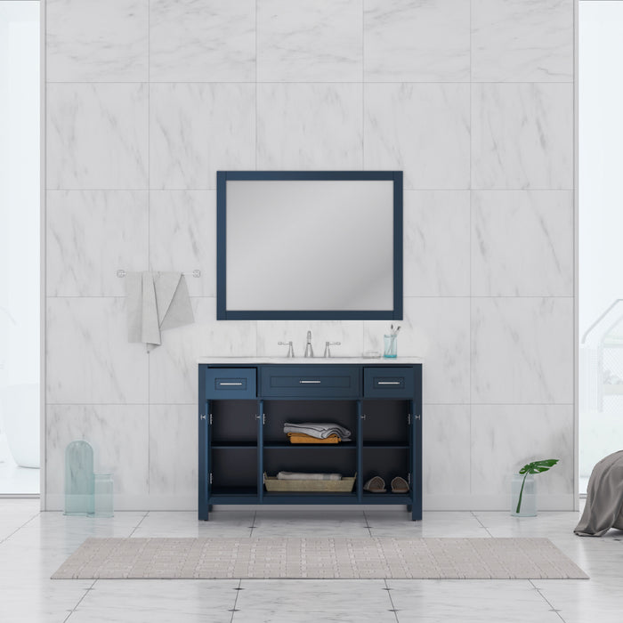 Alya Bath | Norwalk 48" Vanity Blue with Carrera Marble Top (Free Standing) Alya Bath - Vanities Alya Bath   