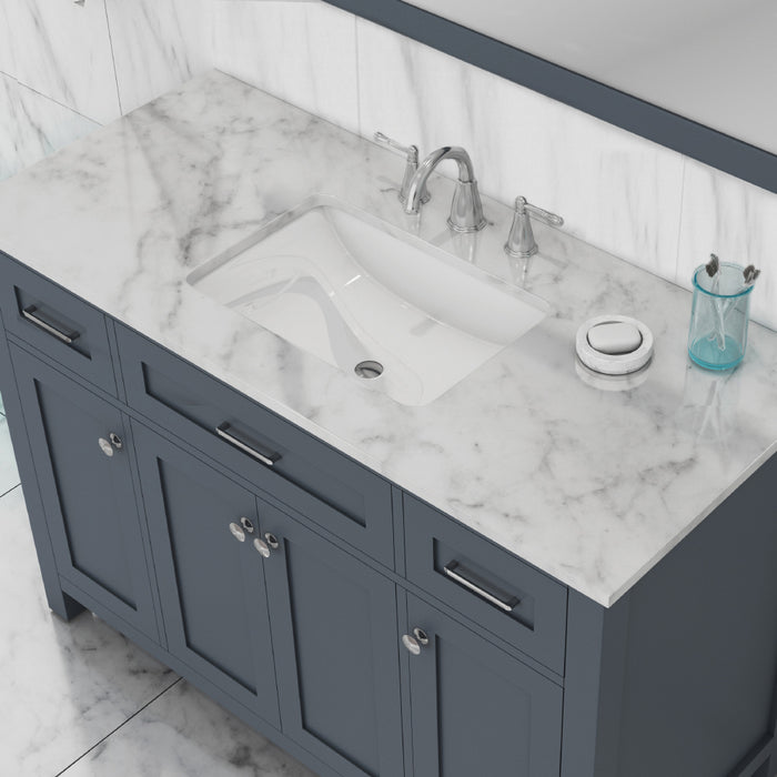 Alya Bath | Norwalk 48" Vanity in Gray with Carrera Marble Top (Free Standing) Alya Bath - Vanities Alya Bath   