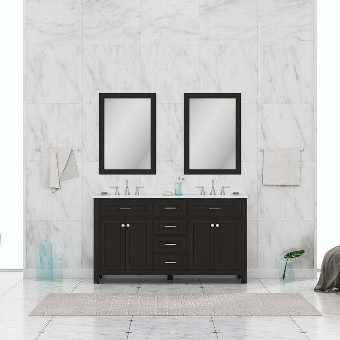 Alya Bath | Norwalk 60" Double Vanity Espresso with Carrera Marble Top (Free Standing) Alya Bath - Vanities Alya Bath   