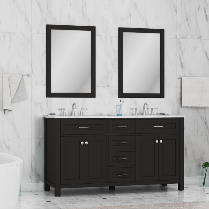 Alya Bath | Norwalk 60" Double Vanity Espresso with Carrera Marble Top (Free Standing) Alya Bath - Vanities Alya Bath   