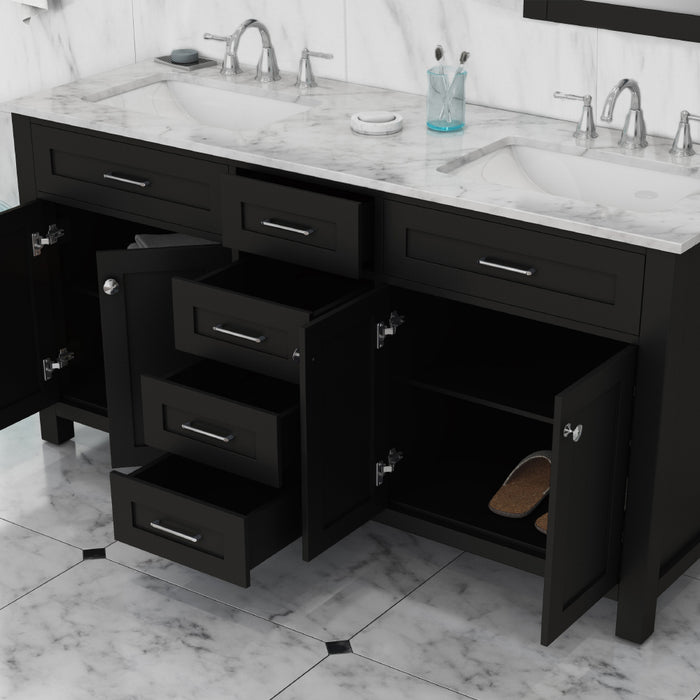 Alya Bath | Norwalk 60" Double Vanity Espresso with Carrera Marble Top (Free Standing) Alya Bath - Vanities Alya Bath   