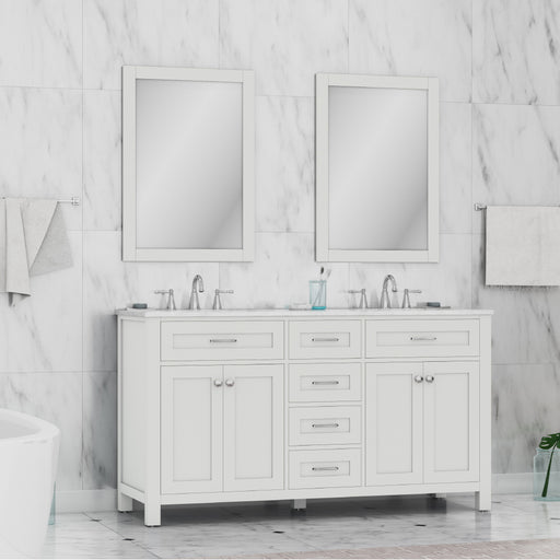 Alya Bath | Norwalk 60" Double Vanity White with Carrera Marble Top (Free Standing) Alya Bath - Vanities Alya Bath   