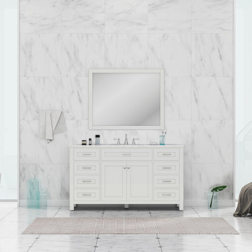 Alya Bath | Norwalk 60" Single Vanity White with Carrera Marble Top (Free Standing) Alya Bath - Vanities Alya Bath   