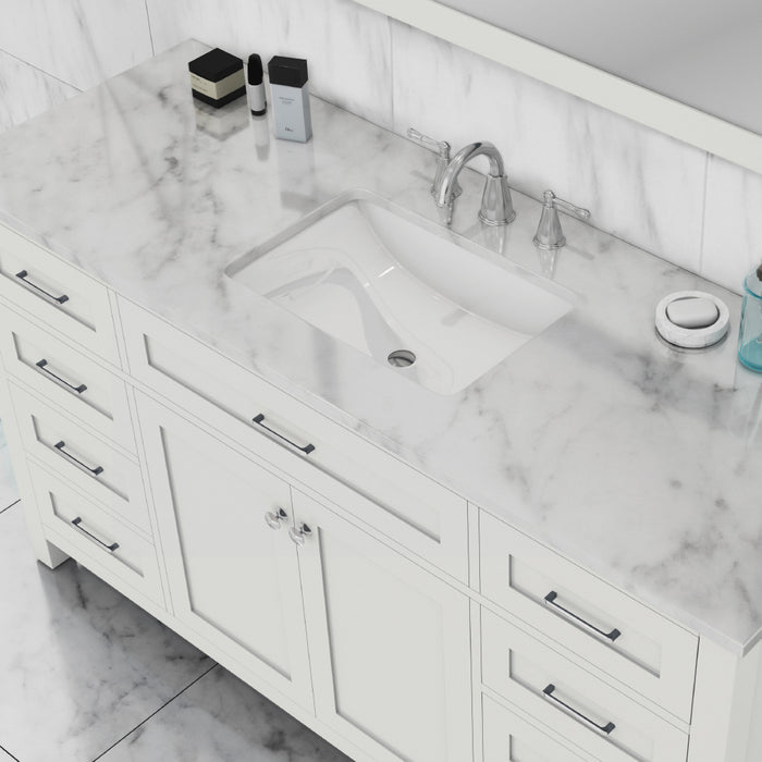 Alya Bath | Norwalk 60" Single Vanity White with Carrera Marble Top (Free Standing) Alya Bath - Vanities Alya Bath   