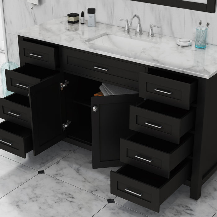 Alya Bath | Norwalk 60" Single Vanity Espresso with Carrera Marble Top (Free Standing) Alya Bath - Vanities Alya Bath   