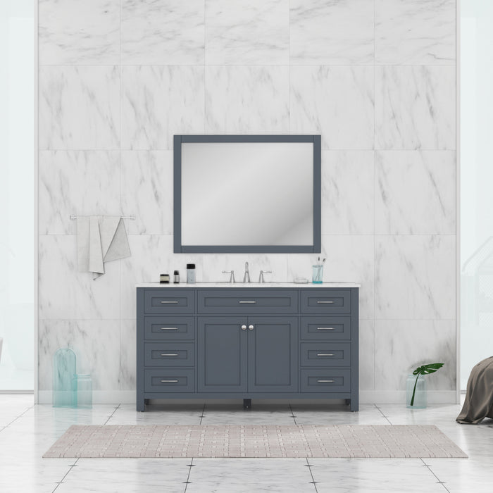 Alya Bath | Norwalk 60" Single Vanity in Gray with Carrera Marble Top (Free Standing) Alya Bath - Vanities Alya Bath   