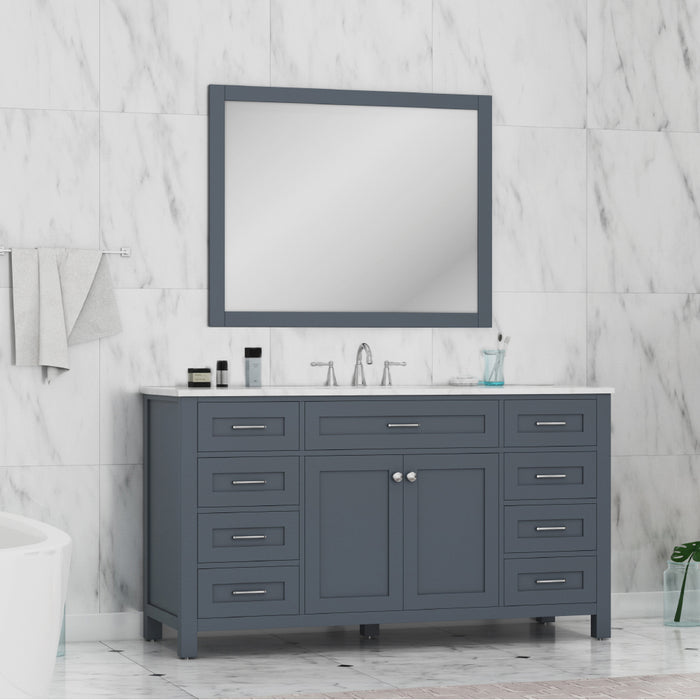 Alya Bath | Norwalk 60" Single Vanity in Gray with Carrera Marble Top (Free Standing) Alya Bath - Vanities Alya Bath   