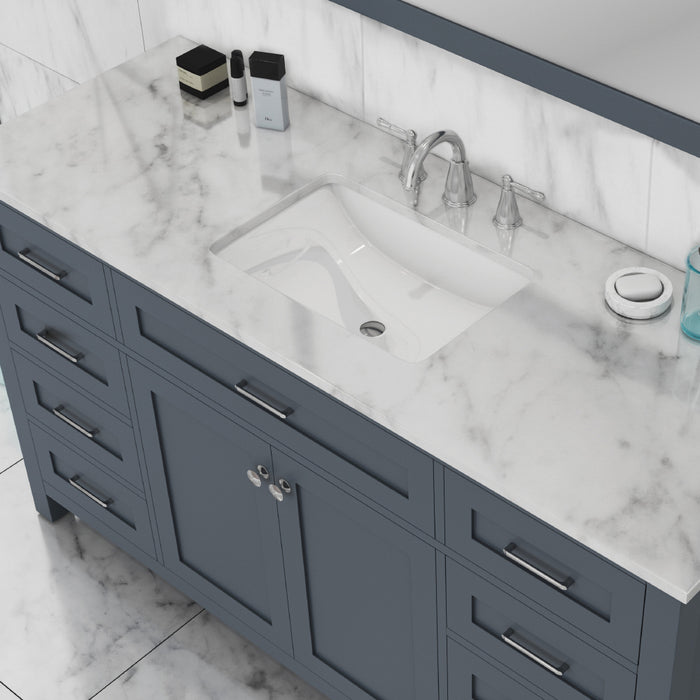 Alya Bath | Norwalk 60" Single Vanity in Gray with Carrera Marble Top (Free Standing) Alya Bath - Vanities Alya Bath   