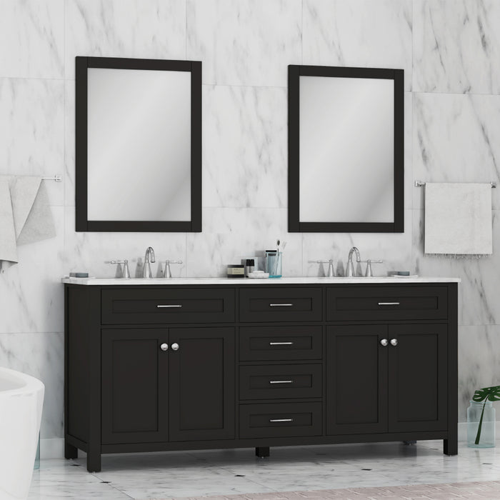 Alya Bath | Norwalk 72" Double Vanity Espresso with Carrera Marble Top (Free Standing) Alya Bath - Vanities Alya Bath   