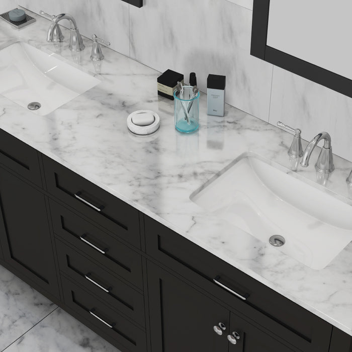 Alya Bath | Norwalk 72" Double Vanity Espresso with Carrera Marble Top (Free Standing) Alya Bath - Vanities Alya Bath   