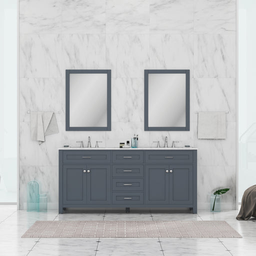 Alya Bath | Norwalk 72" Double Vanity in Gray with Carrera Marble Top (Free Standing) Alya Bath - Vanities Alya Bath   