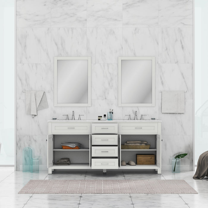 Alya Bath | Norwalk 72" Double Vanity White with Carrera Marble Top (Free Standing) Alya Bath - Vanities Alya Bath   