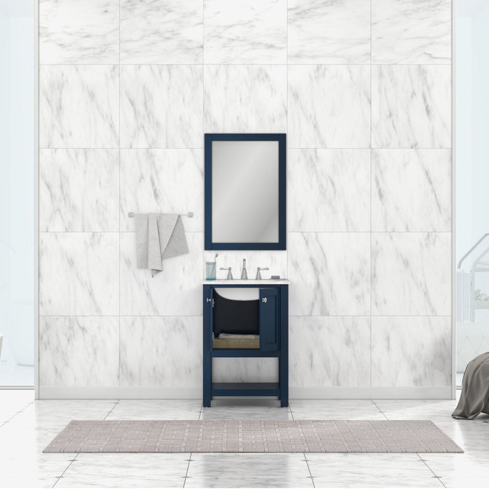 Alya Bath | Wilmington 24" Vanity Blue with Carrera Marble Top (Free Standing) Alya Bath - Vanities Alya Bath   