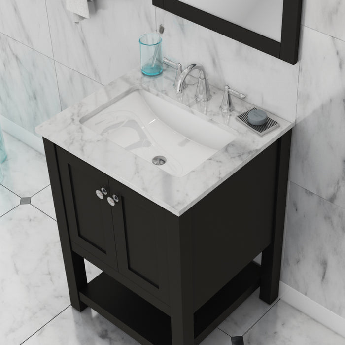 Alya Bath | Wilmington 24" Vanity Espresso with Carrera Marble Top (Free Standing) Alya Bath - Vanities Alya Bath   