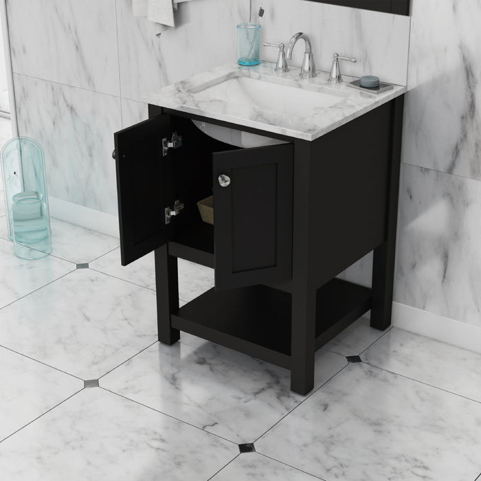 Alya Bath | Wilmington 24" Vanity Espresso with Carrera Marble Top (Free Standing) Alya Bath - Vanities Alya Bath   