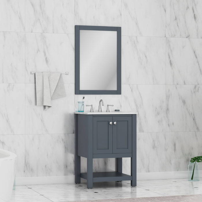 Alya Bath | Wilmington 24" Vanity Gray with Carrera Marble Top (Free Standing) Alya Bath - Vanities Alya Bath   