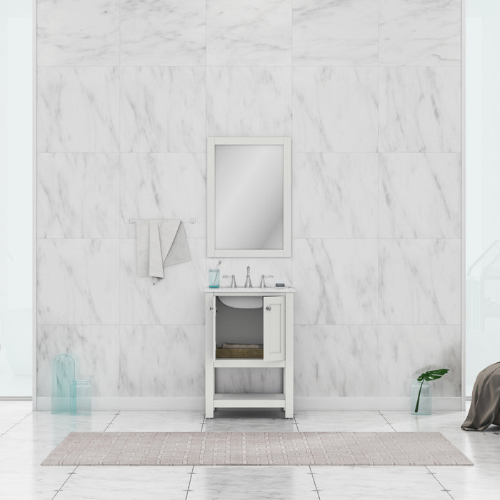 Alya Bath | Wilmington 24" Vanity White with Carrera Marble Top (Free Standing) Alya Bath - Vanities Alya Bath   