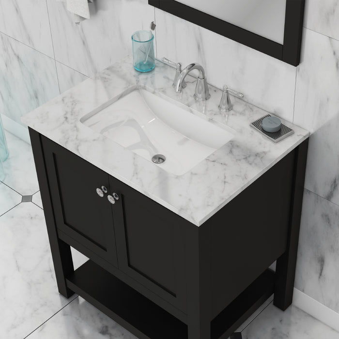 Alya Bath | Wilmington 30" Vanity Espresso with Carrera Marble Top (Free Standing) Alya Bath - Vanities Alya Bath   