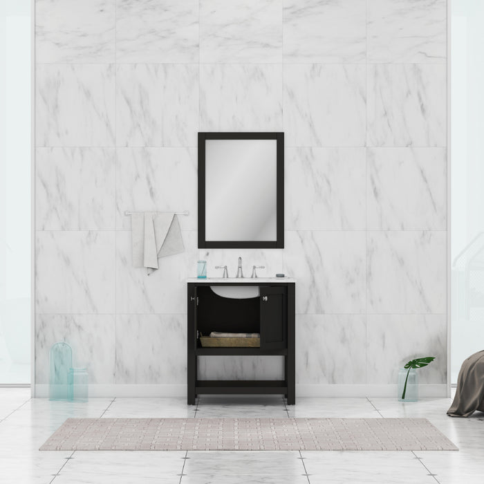 Alya Bath | Wilmington 30" Vanity Espresso with Carrera Marble Top (Free Standing) Alya Bath - Vanities Alya Bath   