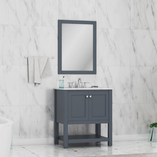 Alya Bath | Wilmington 30" Vanity Gray with Carrera Marble Top (Free Standing) Alya Bath - Vanities Alya Bath   